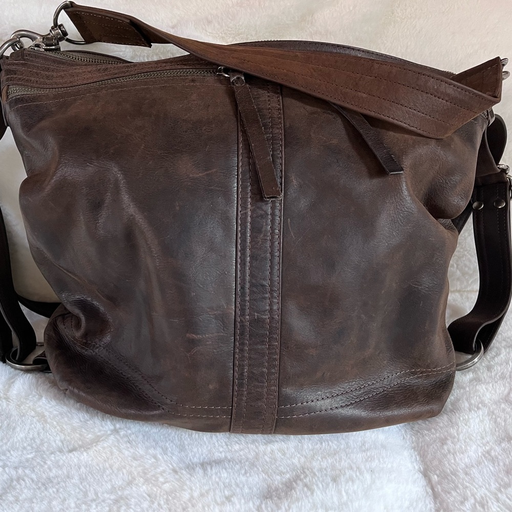 Rough & Tumble Lg Distressed Espresso Vintage Hoop Hobo